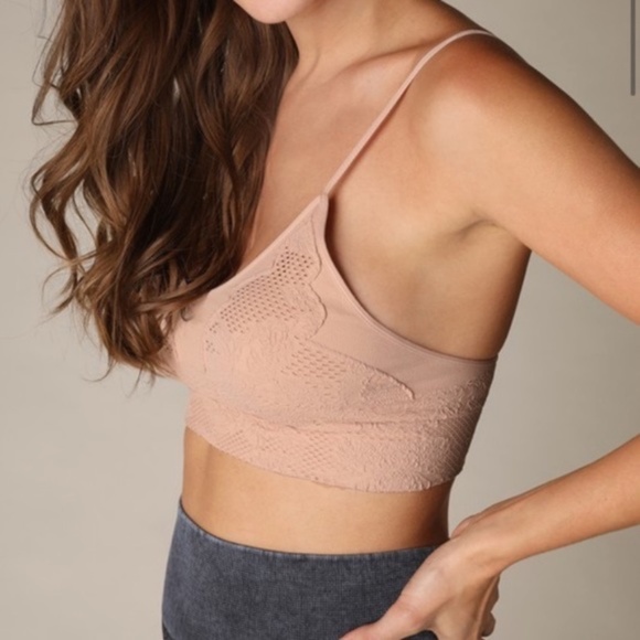 SOLD OUT Iced Latte Lace Embroidered V Neck Bralette - Picture 3 of 5